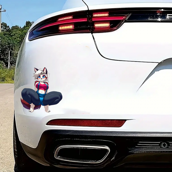 Furry Girl with Car Sticker/Decal, fun addition to your scrapbook, photo album, or handmade cards. Vinyl car decals suitable for cars, motorcycles, laptops, computers, backpacks, water bottles, and more.