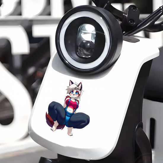 Furry Girl with Car Sticker/Decal, fun addition to your scrapbook, photo album, or handmade cards. Vinyl car decals suitable for cars, motorcycles, laptops, computers, backpacks, water bottles, and more.