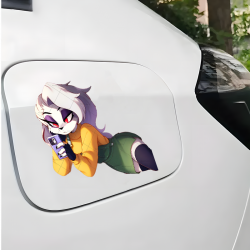 Loona Helluva Boss Car Background Sticker, perfect for gaming setups, PC towers, and console skins. Vinyl car decals suitable for cars, motorcycles, laptops, computers, backpacks, water bottles, and more.