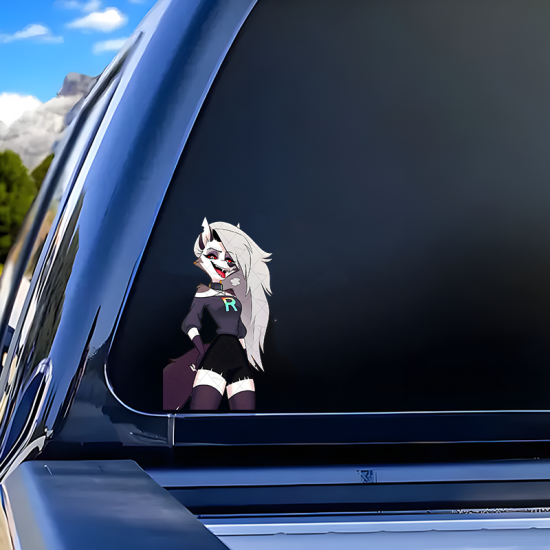 Loona Helluva Boss Cartoon Sticker, great for musical instruments like guitar cases, drums, and pianos. Vinyl car decals suitable for cars, motorcycles, laptops, computers, backpacks, water bottles, and more.
