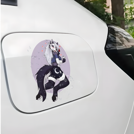 Loona Helluva Boss Sticker Decal, perfect for customizing hydro flasks and reusable water bottles. Vinyl car decals suitable for cars, motorcycles, laptops, computers, backpacks, water bottles, and more.