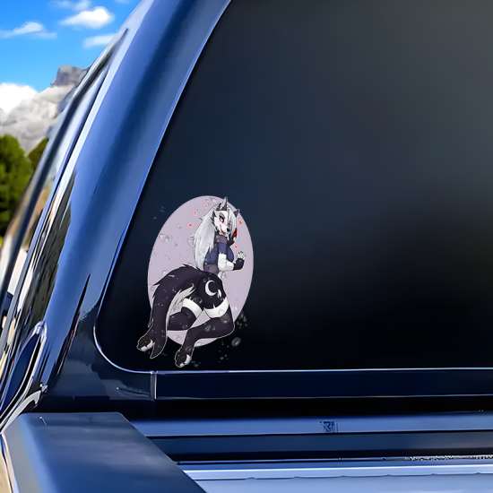 Loona Helluva Boss Sticker Decal, perfect for customizing hydro flasks and reusable water bottles. Vinyl car decals suitable for cars, motorcycles, laptops, computers, backpacks, water bottles, and more.