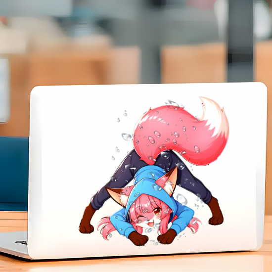 Anime Fox Girl Jack-O Pose Car Decal Sticker, ideal for water bottles, hydro flasks, phones, tablets, and car bumpers. Vinyl car decals suitable for cars, motorcycles, laptops, computers, backpacks, water bottles, and more.