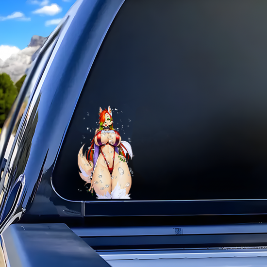 Sexy Furry Fox Car Sticker Decal - VIP-318, a fun way to personalize your lunch box, cooler, or thermos. Vinyl car decals suitable for cars, motorcycles, laptops, computers, backpacks, water bottles, and more.