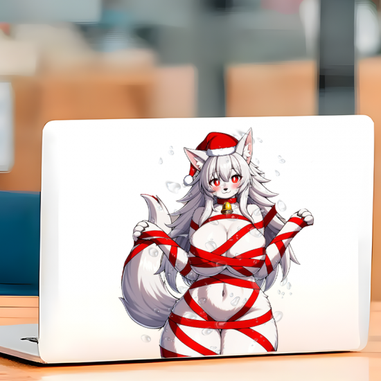 Christmas Fox Girl Wrapped in Ribbon Sticker, make your belongings stand out with this unique vinyl sticker. Vinyl car decals suitable for cars, motorcycles, laptops, computers, backpacks, water bottles, and more.