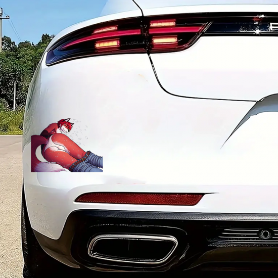 Sexy Fox Anthro Car Decal Sticker, ideal for water bottles, hydro flasks, phones, tablets, and car bumpers. Vinyl car decals suitable for cars, motorcycles, laptops, computers, backpacks, water bottles, and more.