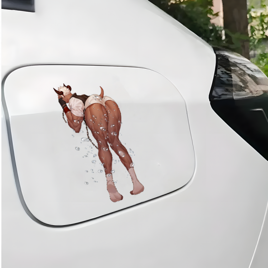 Muscular Wet Dog Man with Lamborghini Sticker, perfect gift for kids and teens to decorate their school supplies. Vinyl car decals suitable for cars, motorcycles, laptops, computers, backpacks, water bottles, and more.