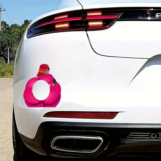 Cartoon Woman and Sports Car Sticker, perfect for customizing hydro flasks and reusable water bottles. Vinyl car decals suitable for cars, motorcycles, laptops, computers, backpacks, water bottles, and more.