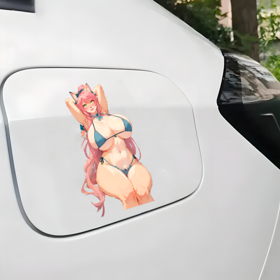 Anime Catgirl Bikini Car Decal Sticker, perfect for customizing your laptop, skateboard, luggage, and bedroom walls.Vinyl car decals suitable for cars, motorcycles,laptops, computers, backpacks, water bottles, and more.