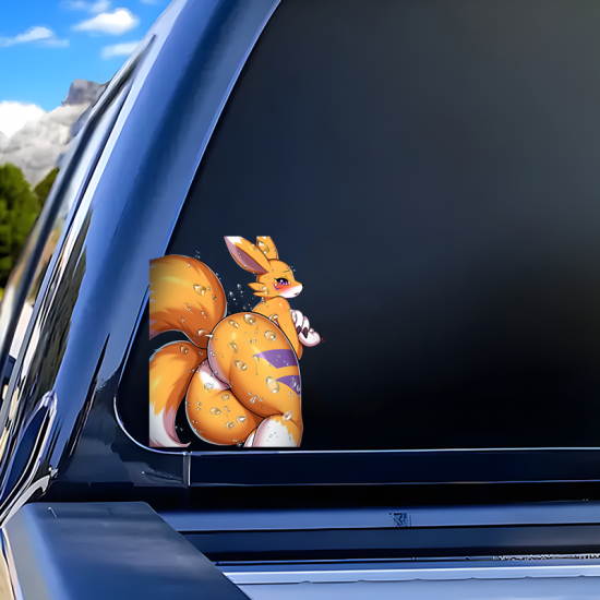 Wet Fox Girl Sticker Decal, vibrant colors perfect for art projects, collages, and crafts. Vinyl car decals suitable for cars, motorcycles, laptops, computers, backpacks, water bottles, and more.