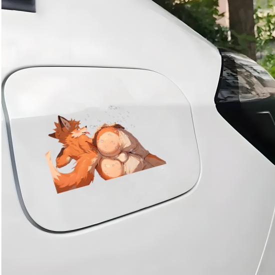 Fox Furry Wet Car Sticker Decal, premium vinyl material suitable for both indoor and outdoor use. Vinyl car decals suitable for cars, motorcycles, laptops, computers, backpacks, water bottles, and more.