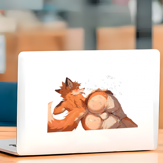 Fox Furry Wet Car Sticker Decal, premium vinyl material suitable for both indoor and outdoor use. Vinyl car decals suitable for cars, motorcycles, laptops, computers, backpacks, water bottles, and more.