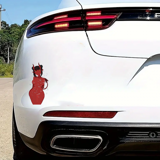 Succubus Girl with Sports Car Sticker, suitable for fixing up old furniture or adding flair to new items. Vinyl car decals suitable for cars, motorcycles, laptops, computers, backpacks, water bottles, and more.
