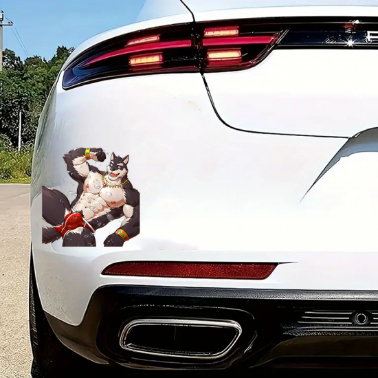 Muscular Wolf Furry Sticker/Decal, high definition print suitable for collectors and fans. Vinyl car decals suitable for cars, motorcycles, laptops, computers, backpacks, water bottles, and more.