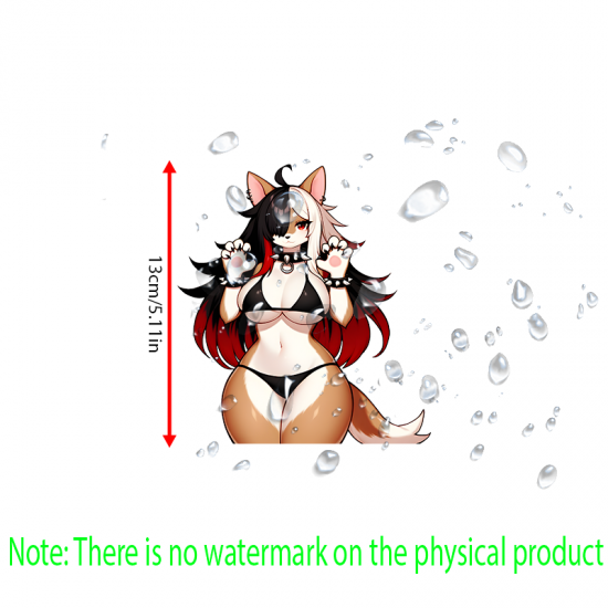 Anime Dog Girl Bikini Sticker, perfect for customizing hydro flasks and reusable water bottles. Vinyl car decals suitable for cars, motorcycles, laptops, computers, backpacks, water bottles, and more.