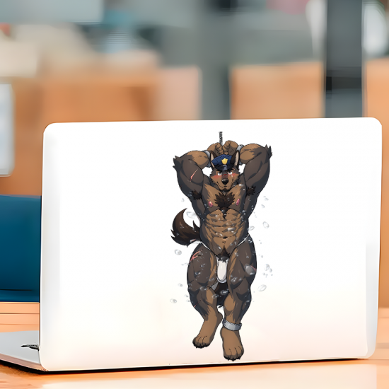 Handcuffed Wolf Cop Car Decal, ideal for personalizing your workspace, desk, monitor, and keyboard. Vinyl car decals suitable for cars, motorcycles, laptops, computers, backpacks, water bottles, and more.