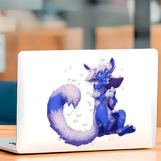 Blue Furry Reading a Book Sticker Decal, suitable for computers,laptops, water bottles,suitcases,cars, and other surfaces. Vinyl car decals suitable for cars,motorcycles,laptops, computers, backpacks, water bottles, and more.