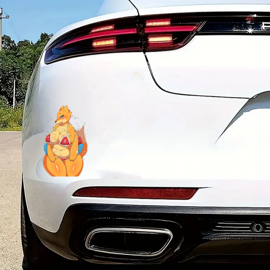 Bikini Fox Girl with Sports Car Sticker, ideal for motivational boards, vision boards, and wall art. Vinyl car decals suitable for cars, motorcycles, laptops, computers, backpacks, water bottles, and more.