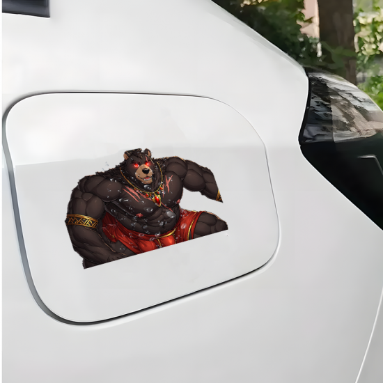 Muscular Bear Warrior Sticker/Decal, cool decal for skateboards, snowboards, surfboards, and longboards. Vinyl car decals suitable for cars, motorcycles, laptops, computers, backpacks, water bottles, and more.