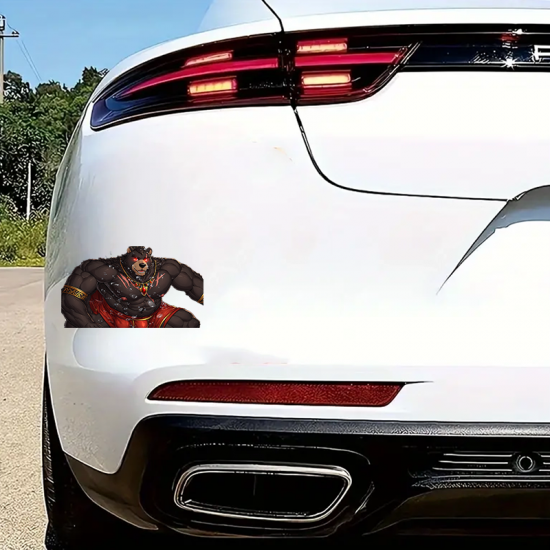 Muscular Bear Warrior Sticker/Decal, cool decal for skateboards, snowboards, surfboards, and longboards. Vinyl car decals suitable for cars, motorcycles, laptops, computers, backpacks, water bottles, and more.