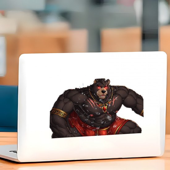 Muscular Bear Warrior Sticker/Decal, cool decal for skateboards, snowboards, surfboards, and longboards. Vinyl car decals suitable for cars, motorcycles, laptops, computers, backpacks, water bottles, and more.