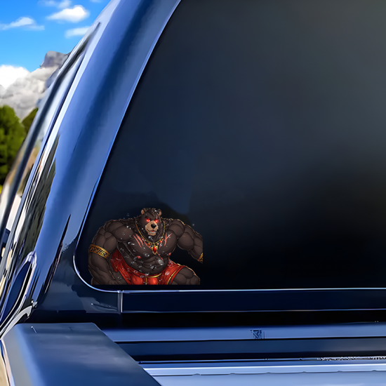 Muscular Bear Warrior Sticker/Decal, cool decal for skateboards, snowboards, surfboards, and longboards. Vinyl car decals suitable for cars, motorcycles, laptops, computers, backpacks, water bottles, and more.