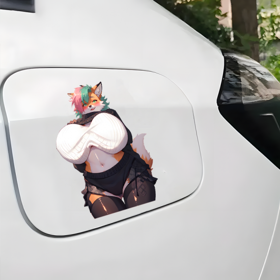 Anime Fox Girl with Purple Car Sticker, the perfect finishing touch for your scrapbooking masterpiece. Vinyl car decals suitable for cars, motorcycles, laptops, computers, backpacks, water bottles, and more.