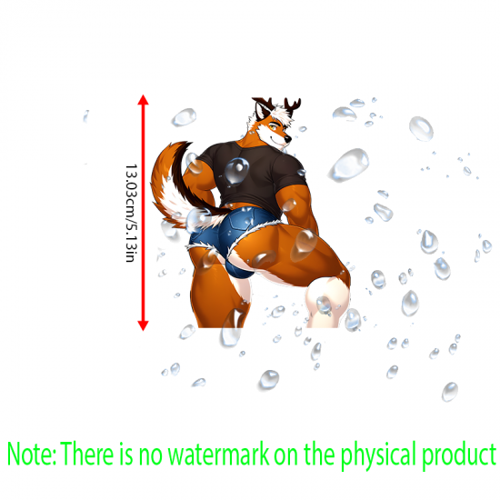 Furry Fox with Antlers and Sports Car Sticker, suitable for adding character to your car's rear windshield. Vinyl car decals suitable for cars, motorcycles, laptops, computers, backpacks, water bottles, and more.