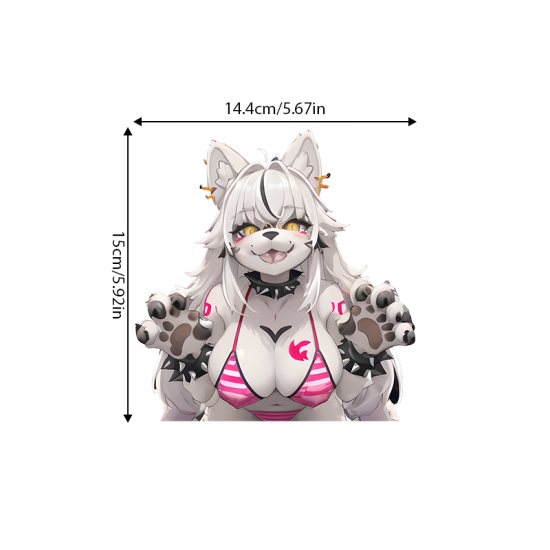 Bikini Furry Wolf Girl Sticker/Decal, the perfect finishing touch for your scrapbooking masterpiece. Vinyl car decals suitable for cars, motorcycles, laptops, computers, backpacks, water bottles, and more.