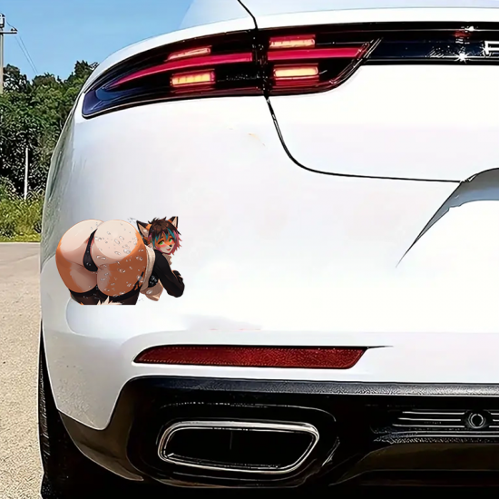 Wet Furry Fox Girl Booty Sticker, high-quality vinyl for personalized decoration of laptops and water bottles. Vinyl car decals suitable for cars, motorcycles, laptops, computers, backpacks, water bottles, and more.