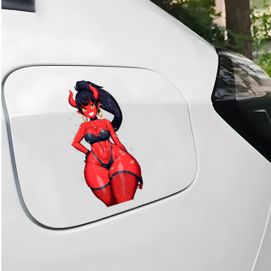 Anime Girl Devil Girl Car Decal Sticker, adheres well to plastic, metal, wood, glass, and ceramic surfaces. Vinyl car decals suitable for cars, motorcycles, laptops, computers, backpacks, water bottles, and more.