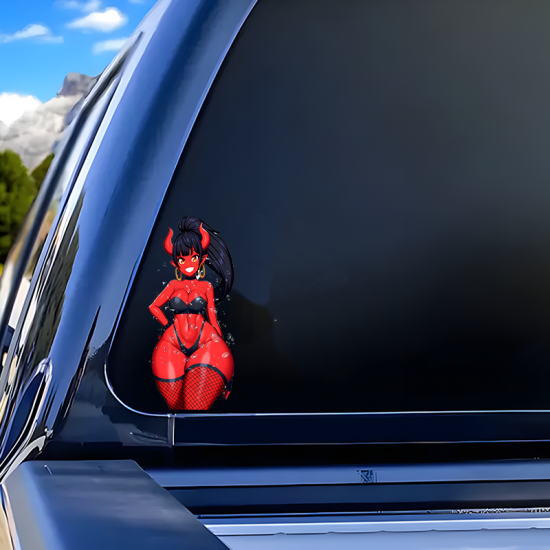 Anime Girl Devil Girl Car Decal Sticker, adheres well to plastic, metal, wood, glass, and ceramic surfaces. Vinyl car decals suitable for cars, motorcycles, laptops, computers, backpacks, water bottles, and more.