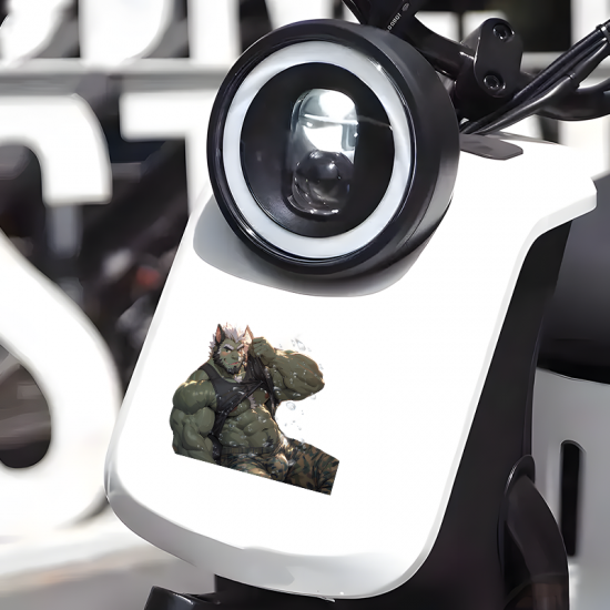 Muscular Anthro Wolf with Car Sticker, great for adding a pop of color to your fridge or freezer. Vinyl car decals suitable for cars, motorcycles, laptops, computers, backpacks, water bottles, and more.