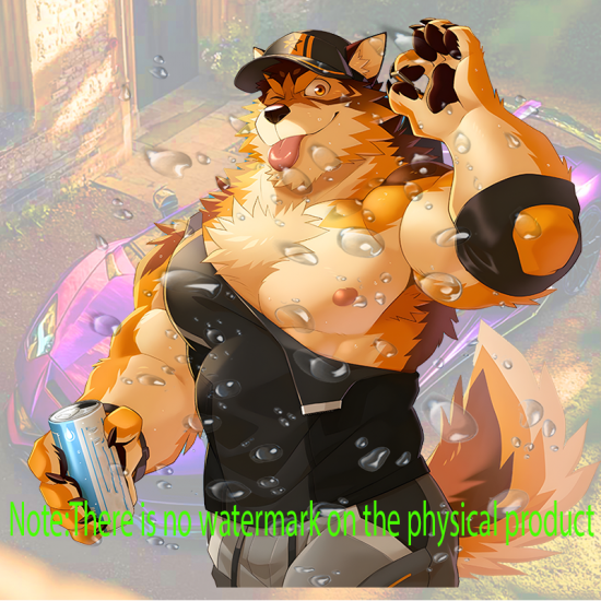 Furry Fox with Drink and Car Sticker/Decal, designed for MacBooks, iPhones, travel cases, guitars, and fridges. Vinyl car decals suitable for cars, motorcycles, laptops, computers, backpacks, water bottles, and more.