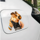 Furry Fox with Drink and Car Sticker/Decal, designed for MacBooks, iPhones, travel cases, guitars, and fridges. Vinyl car decals suitable for cars, motorcycles, laptops, computers, backpacks, water bottles, and more.
