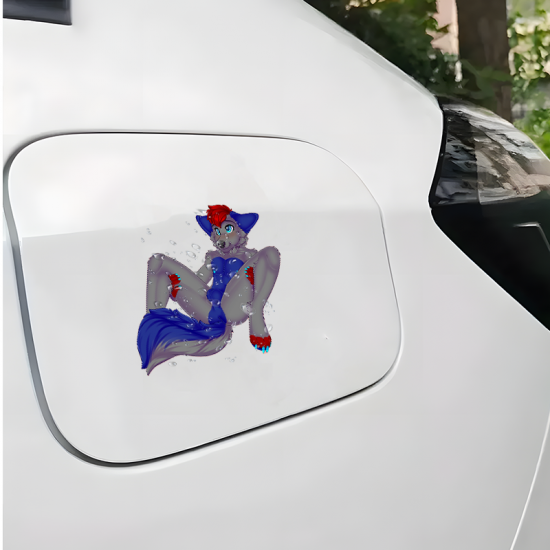 Furry Anthro Wolf with Purple Car Decal/Sticker, high-quality vinyl for personalized decoration of laptops and water bottles. Vinyl car decals suitable for cars, motorcycles, laptops, computers, backpacks, water bottles, and more.