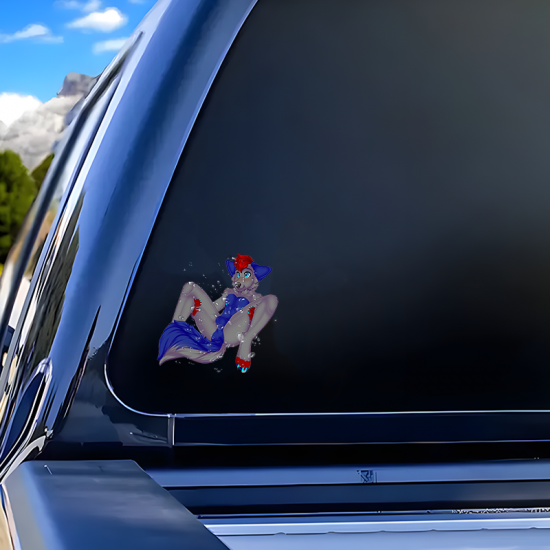 Furry Anthro Wolf with Purple Car Decal/Sticker, high-quality vinyl for personalized decoration of laptops and water bottles. Vinyl car decals suitable for cars, motorcycles, laptops, computers, backpacks, water bottles, and more.