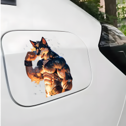 Buff Wolf Furry with Sports Car Sticker, make your belongings stand out with this unique vinyl sticker. Vinyl car decals suitable for cars, motorcycles, laptops, computers, backpacks, water bottles, and more.