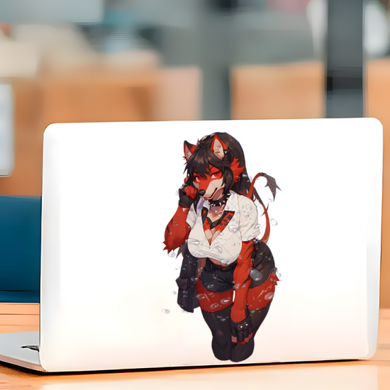 Red Furry Anthro Car Sticker Decal, suitable for computers,laptops, water bottles,suitcases,cars, and other surfaces. Vinyl car decals suitable for cars,motorcycles,laptops, computers, backpacks, water bottles, and more.