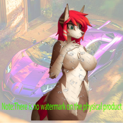 Anthro Fox Girl and Luxury Car Sticker, durable sticker for toolboxes, hard hats, and construction gear. Vinyl car decals suitable for cars, motorcycles, laptops, computers, backpacks, water bottles, and more.