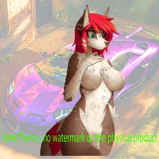 Anthro Fox Girl and Luxury Car Sticker, durable sticker for toolboxes, hard hats, and construction gear. Vinyl car decals suitable for cars, motorcycles, laptops, computers, backpacks, water bottles, and more.