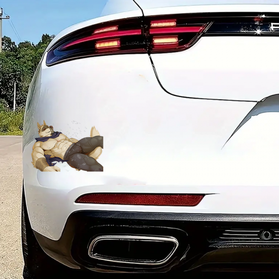 Muscular Wolf Furry Car Decal Sticker, ideal for motivational boards, vision boards, and wall art. Vinyl car decals suitable for cars, motorcycles, laptops, computers, backpacks, water bottles, and more.