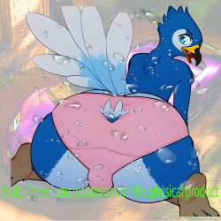 Cartoon Bird Anthro Sticker Decal - Pink Underwear, suitable for smooth surfaces like glass, mirrors, windows, and tiles. Vinyl car decals suitable for cars, motorcycles, laptops, computers, backpacks, water bottles, and more.