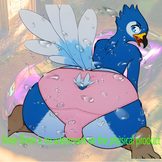 Cartoon Bird Anthro Sticker Decal - Pink Underwear, suitable for smooth surfaces like glass, mirrors, windows, and tiles. Vinyl car decals suitable for cars, motorcycles, laptops, computers, backpacks, water bottles, and more.