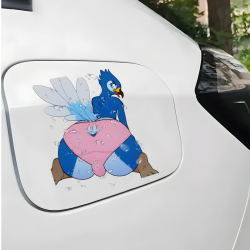 Cartoon Bird Anthro Sticker Decal - Pink Underwear, suitable for smooth surfaces like glass, mirrors, windows, and tiles. Vinyl car decals suitable for cars, motorcycles, laptops, computers, backpacks, water bottles, and more.