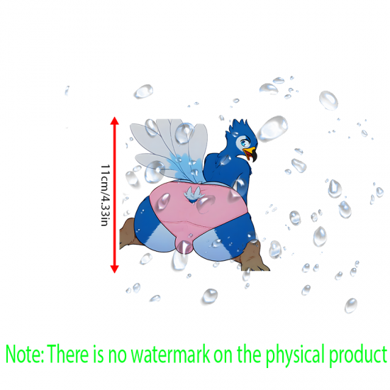 Cartoon Bird Anthro Sticker Decal - Pink Underwear, suitable for smooth surfaces like glass, mirrors, windows, and tiles. Vinyl car decals suitable for cars, motorcycles, laptops, computers, backpacks, water bottles, and more.