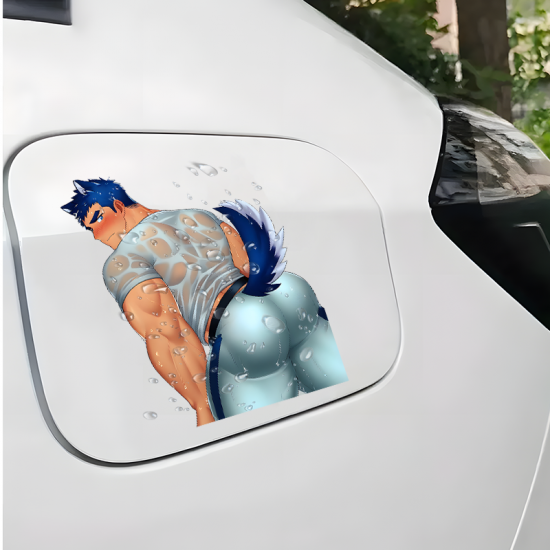 Wet Wolf Man Sexy Car Sticker Decal, suitable for adding character to your car's rear windshield. Vinyl car decals suitable for cars, motorcycles, laptops, computers, backpacks, water bottles, and more.