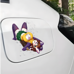 Anime Girl Car Sticker - Purple Sports Car Background, aesthetic stickers for planners, diaries, calendars, and stationery. Vinyl car decals suitable for cars, motorcycles, laptops, computers, backpacks, water bottles, and more.