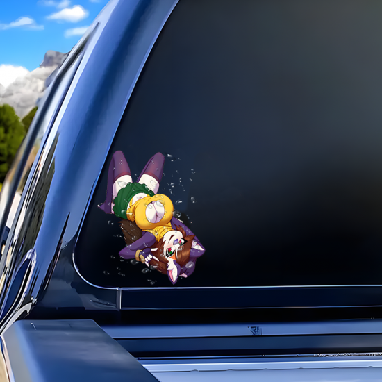 Anime Girl Car Sticker - Purple Sports Car Background, aesthetic stickers for planners, diaries, calendars, and stationery. Vinyl car decals suitable for cars, motorcycles, laptops, computers, backpacks, water bottles, and more.