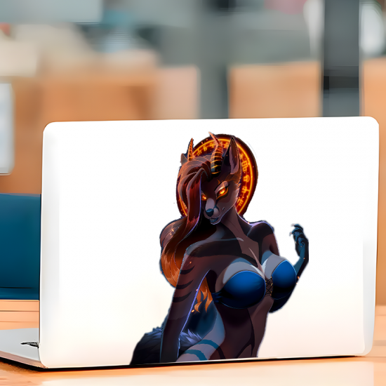 Horned Wolf Girl Car Sticker/Decal, water-proof and sun-proof, great for car windows and bumpers. Vinyl car decals suitable for cars, motorcycles, laptops, computers, backpacks, water bottles, and more.